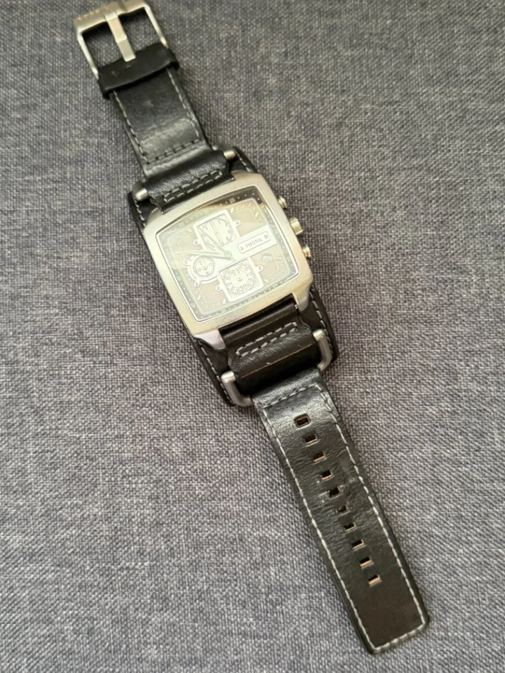 Fossil JR-1196 Black Leather Cuff Watch